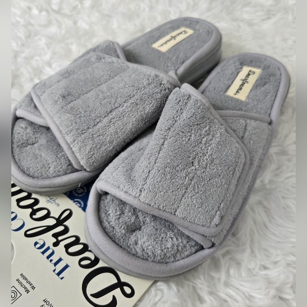 Dearfoams Women's Mickey Terry Adjustable Slide House Slipper. colorsleet. - Picture 3 of 7
